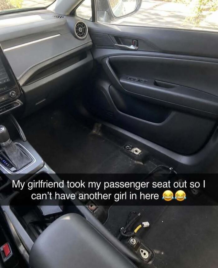 Car interior missing passenger seat girlfriend removed meme