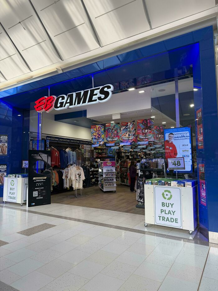 The storefront of an EB Games store, an example of interesting posts relevant to an Aussie understanding.