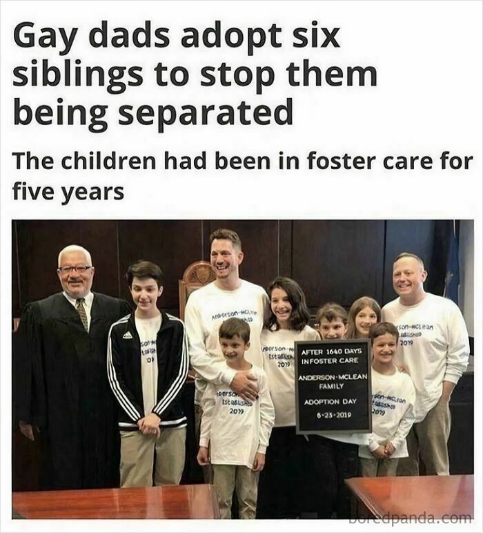Gay dads happily adopt six siblings to keep family together