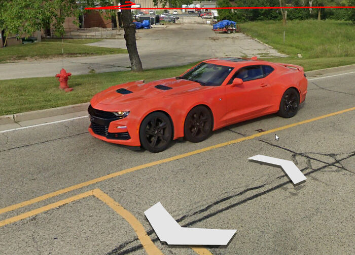 Orange six-wheeled car glitch spotted on Google Maps