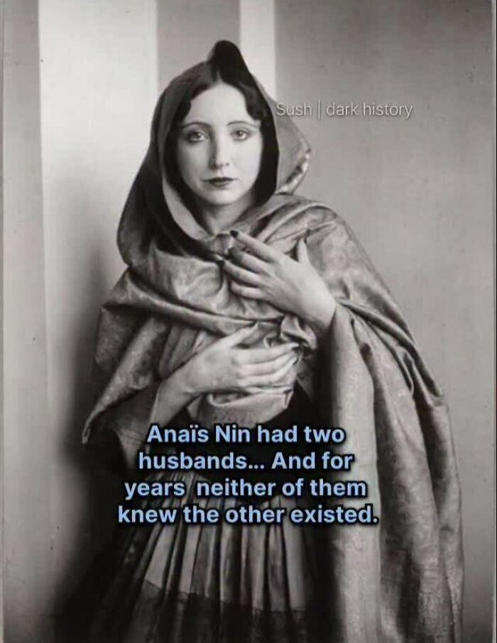 Vintage portrait of Anaïs Nin who secretly had two husbands