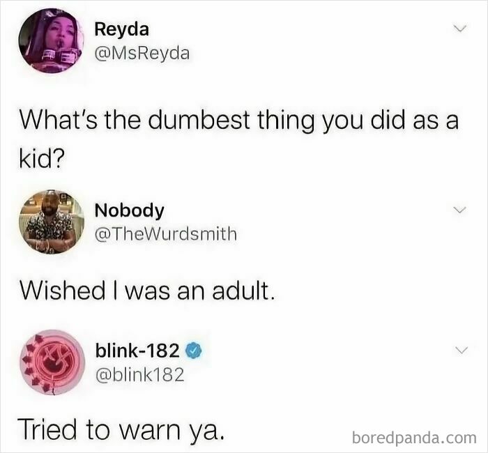 Random memes text conversation about childhood and adulthood struggles