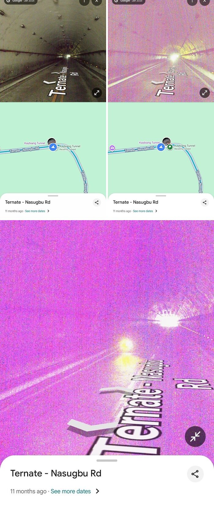 Google Maps tunnel view showing Ternate Nasugbu Rd with navigation labels