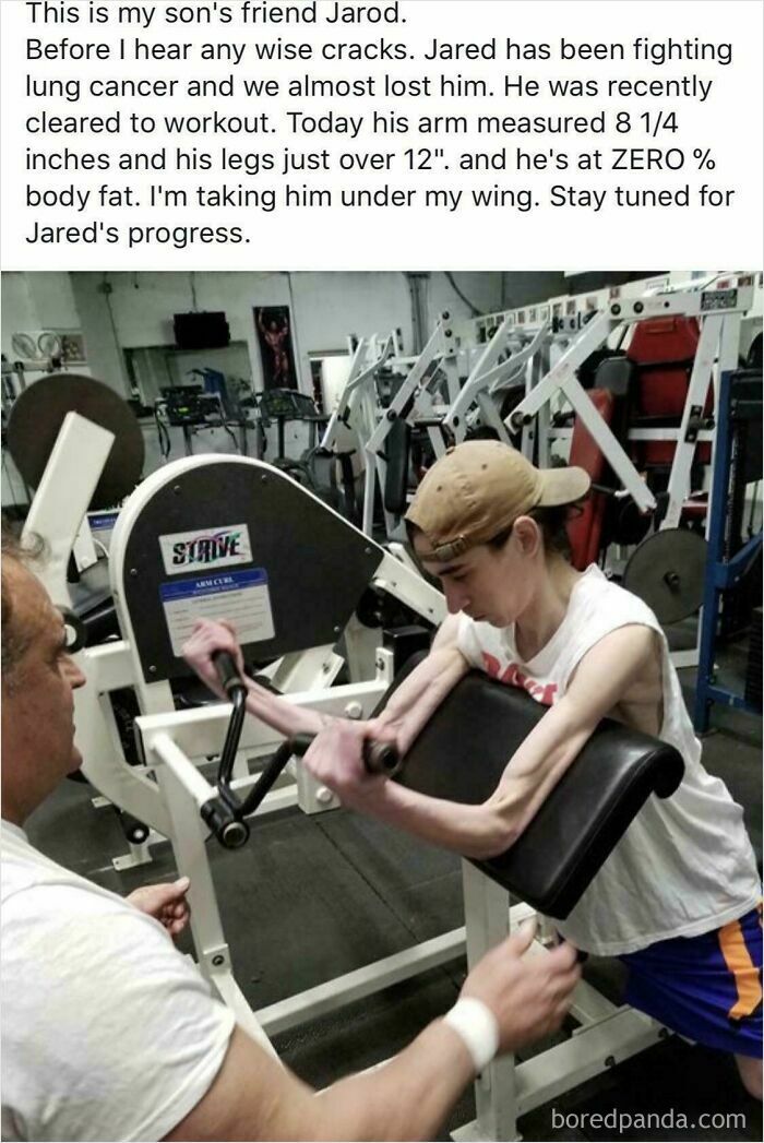 Man trains son’s friend fighting lung cancer at gym