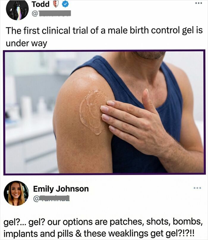 Man applying male birth control gel on upper arm