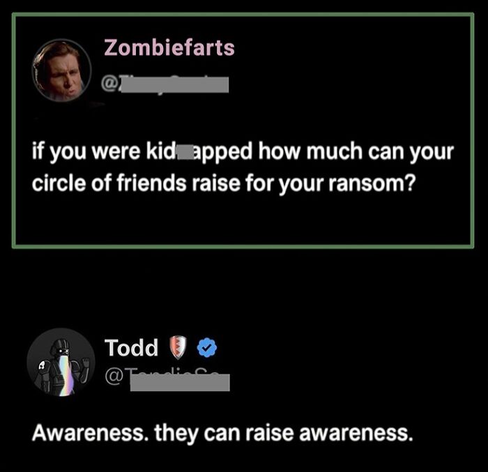 Savage and clever comments about ransom awareness in funny social media post