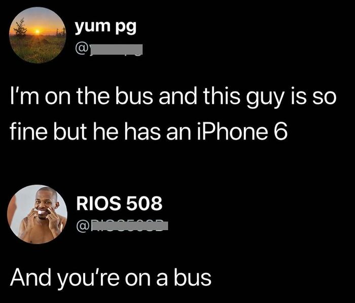Witty bus conversation about guy with iPhone 6 and bus rider