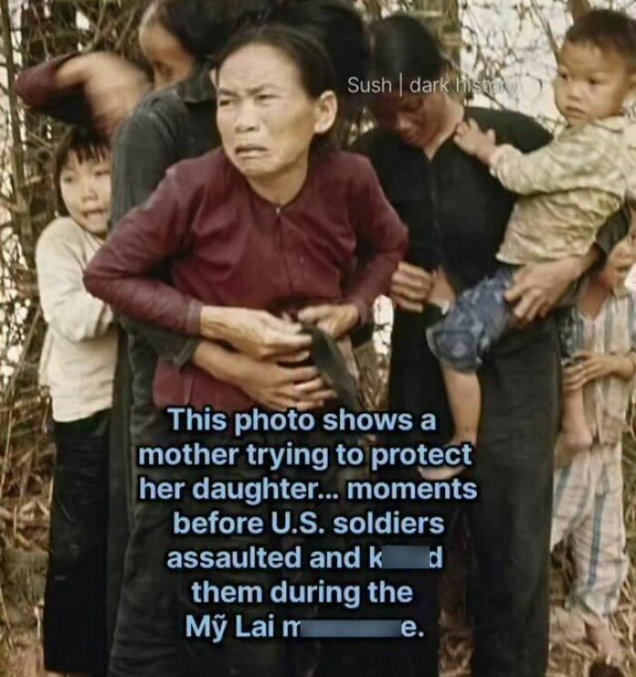Photo showing mother protecting daughter before US soldiers' a*****t during My Lai m******e