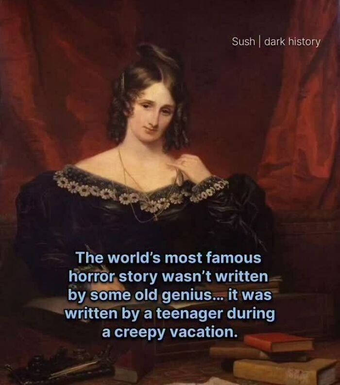 Portrait of young woman connected to famous horror story in historical facts