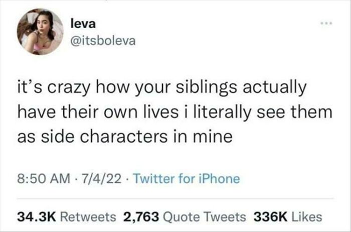 Tweet about siblings living their own lives seen as side characters