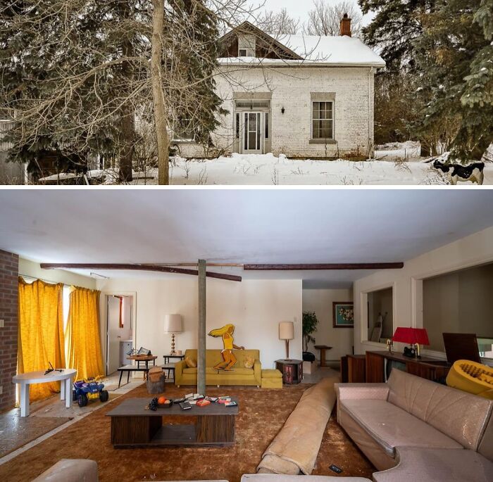 Cluttered rooms and stairwell in $14-million abandoned mansion showing decay