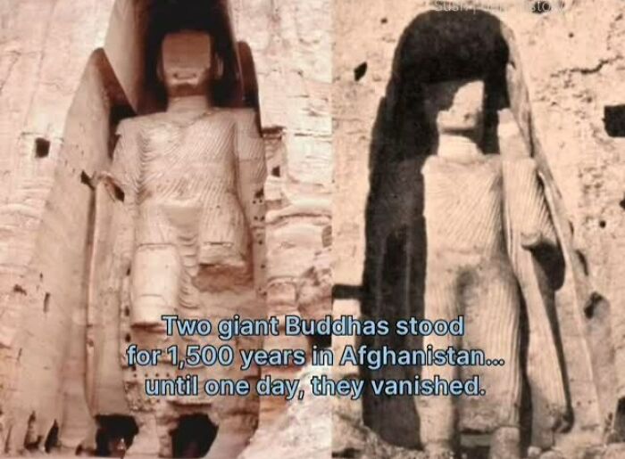 Two giant Buddha statues in Afghanistan standing for 1,500 years before vanishing, dark history photo