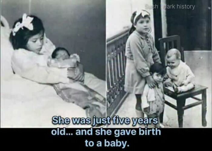 Five year old girl holding her baby in rare historical fact photo