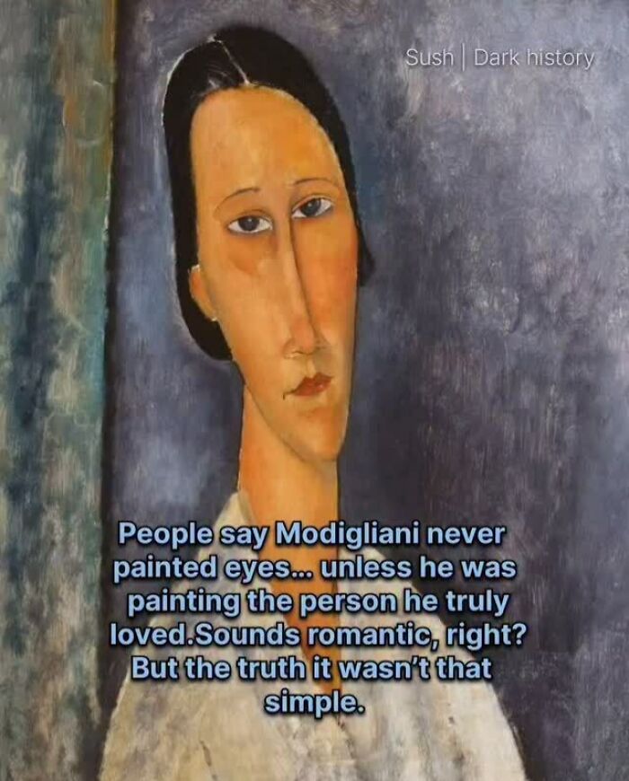 Painting showing a person with eyes, linked to creepy historical facts about Modigliani's portraits