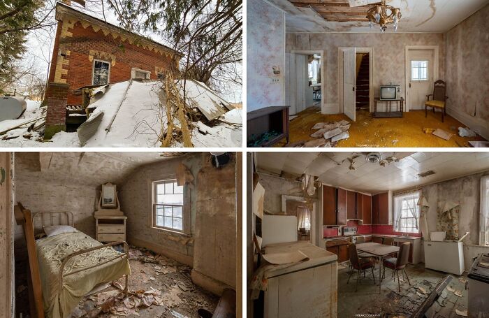 Old motorcycles stored in basement room of abandoned mansion