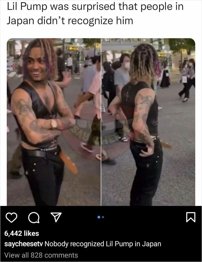Lil Pump unrecognized by people in Japan standing in street with tattoos and dreadlocks