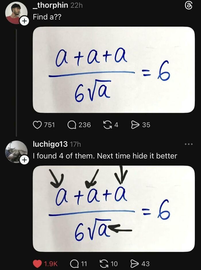 Math riddle finding letter a in algebraic equation solved with arrows
