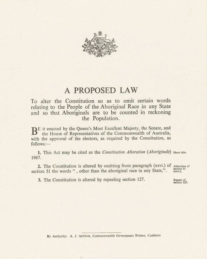 A document titled A PROPOSED LAW discussing alterations to the Constitution for Aboriginals, an interesting post for an Aussie.