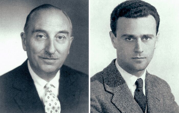 Black and white vintage portraits of two men
