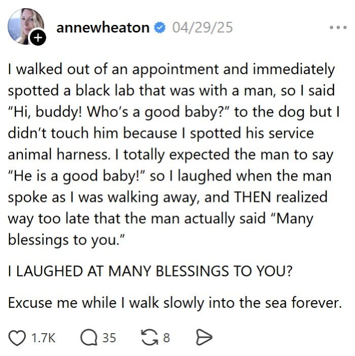 Cringe fail of misunderstanding a man's kind words as a dog compliment