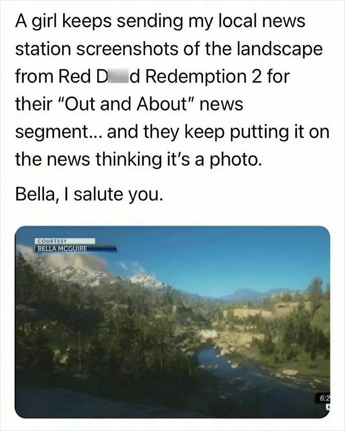 Screenshot of video game landscape mistaken for news photo by local station