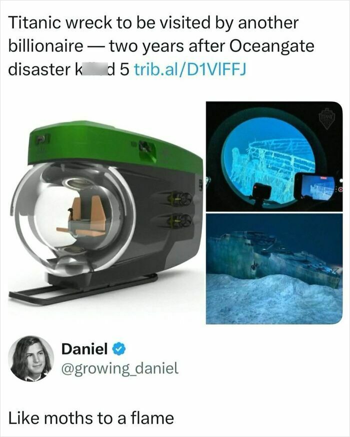 Titanic wreck exploration by submarine with godless comments about disaster