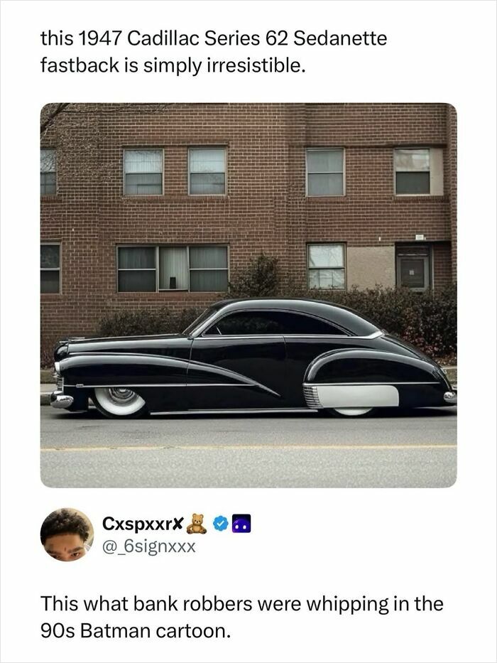 1947 Cadillac Series 62 Sedanette fastback classic car with sleek black design