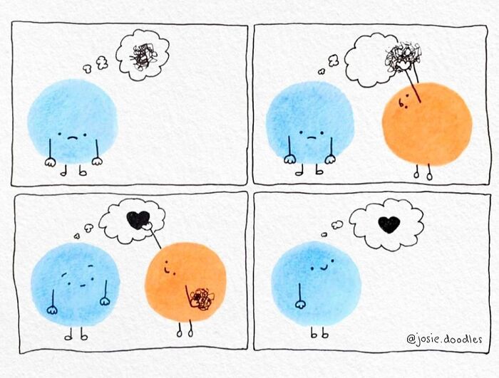 Artist Turns Tiny Watercolor Doodles Into Gentle Comics About Love, Anxiety, And Everyday Life-Interview