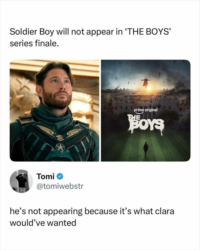 Soldier Boy character from The Boys TV series in superhero costume