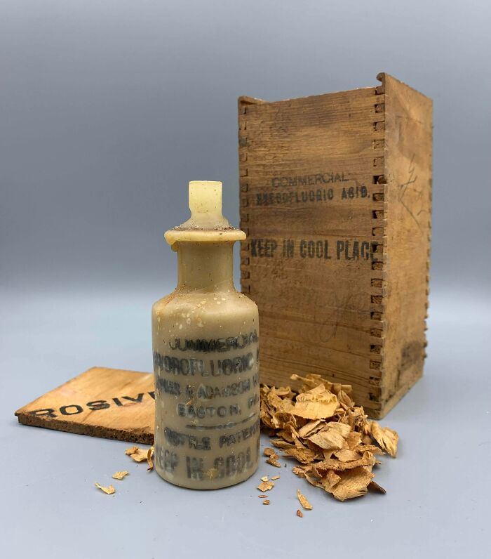 Vintage sealed bottle with wooden box in risky antique survival collection