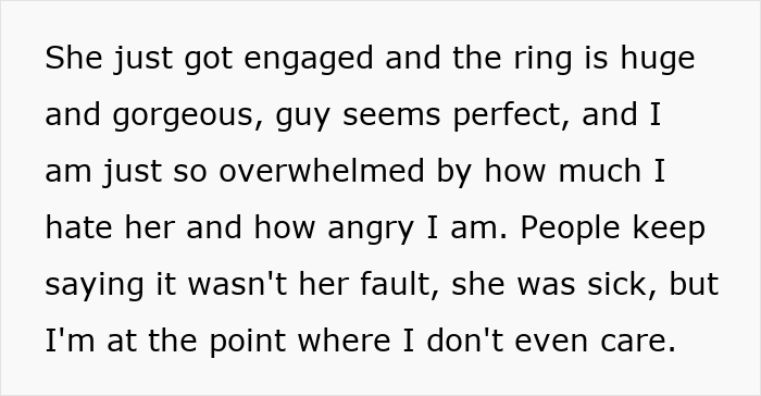 Text describing engagement and mixed feelings about MIL in wedding conflict
