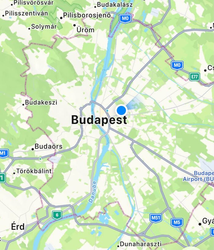 Map showing Budapest and surrounding areas in detailed geography facts