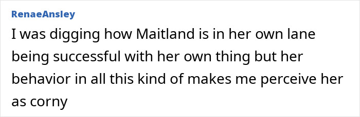 Comment on Maitland's success and behavior perception Comment on Maitland's success and behavior perception