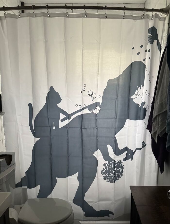 Cat Dinosaur Shower Curtain