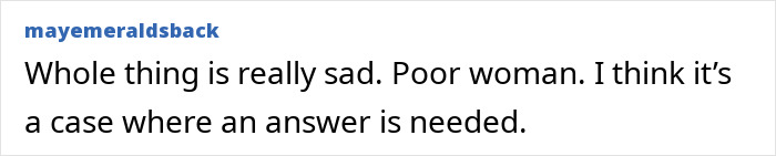 Comment says missing child case is sad and needs an answer