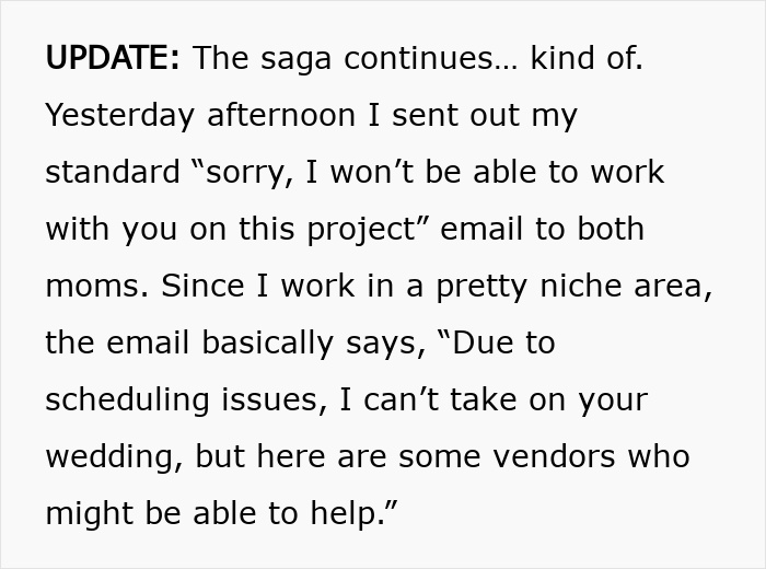 Designer Chooses Sanity Over Paycheck After Dealing With Two Unhinged MILs, Finds Seventeen E-Mails Overnight Designer Chooses Sanity Over Paycheck After Dealing With Two Unhinged MILs, Finds Seventeen E-Mails Overnight