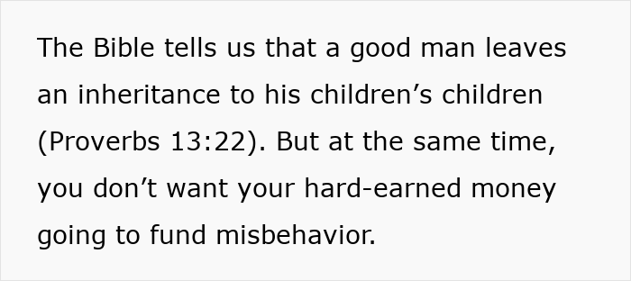 Biblical quote on inheritance and concerns about money misuse Biblical quote on inheritance and concerns about money misuse