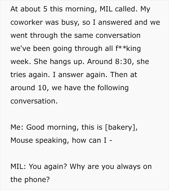 Bakery employee recounts persistent phone calls from mother-in-law about wedding cake Bakery employee recounts persistent phone calls from mother-in-law about wedding cake
