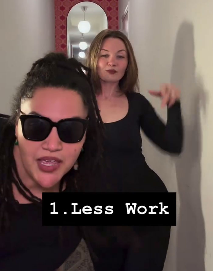 Two women with text highlighting less work benefit of forming a mommune Two women with text highlighting less work benefit of forming a mommune