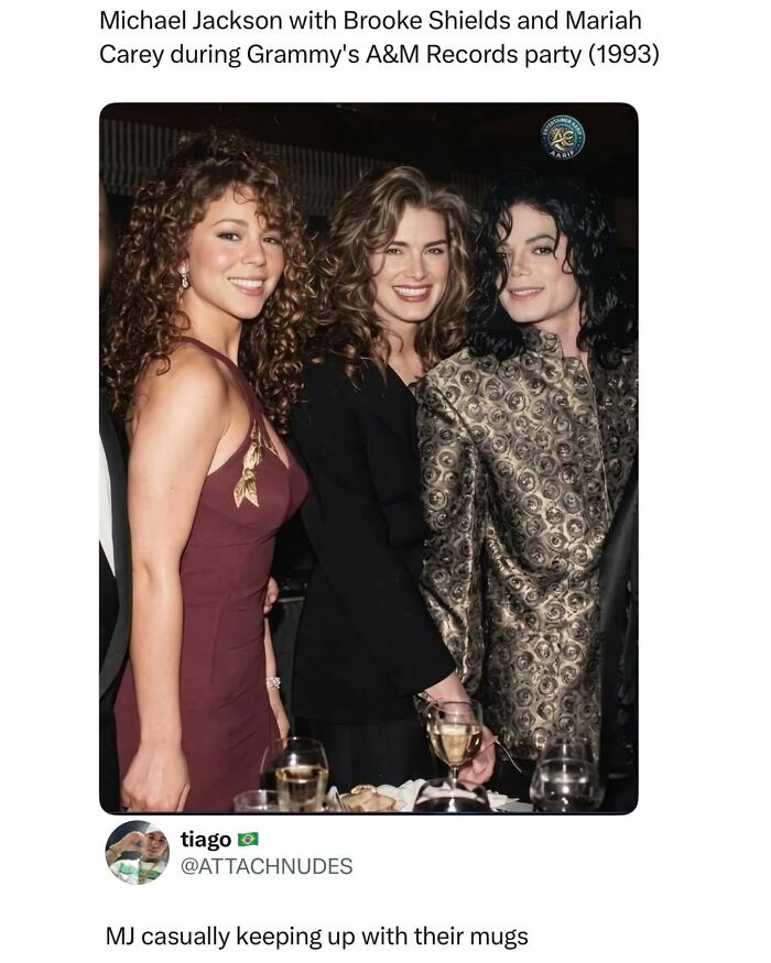 Michael Jackson with Brooke Shields and Mariah Carey at Grammy party photo