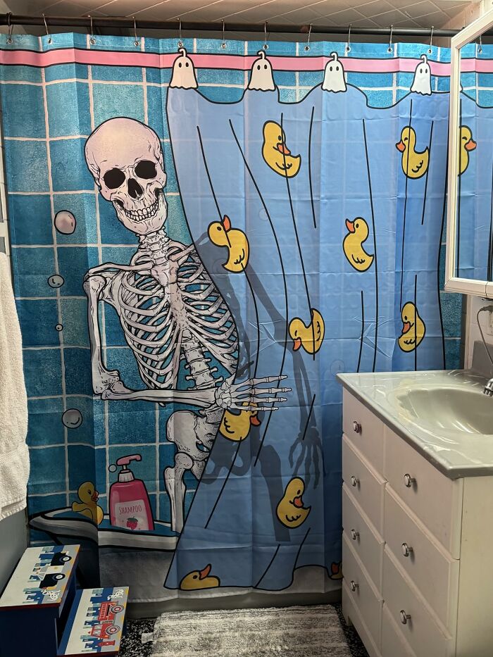 Funny Gothic Skull Shower Curtain