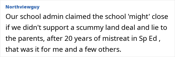 Teacher quits after admin threatens school closure over unethical land deal and mistreatment in special education
