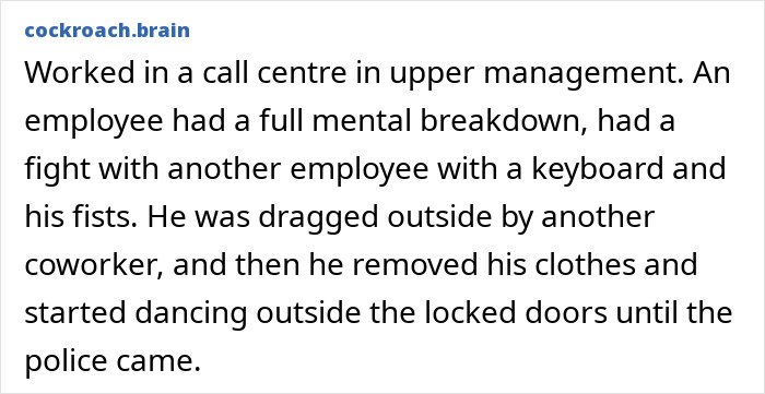 Call centre office drama with employee mental breakdown and fight