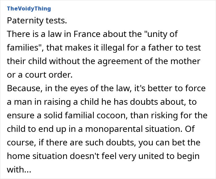French law makes paternity tests illegal without consent or court order
