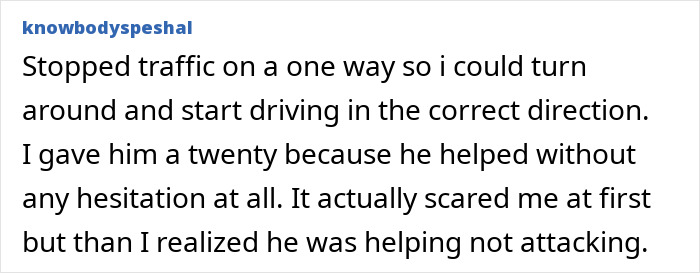 Helping a homeless man guide traffic to turn and driving correctly