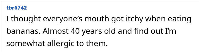 Realization about itchy mouth from eating bananas due to allergy