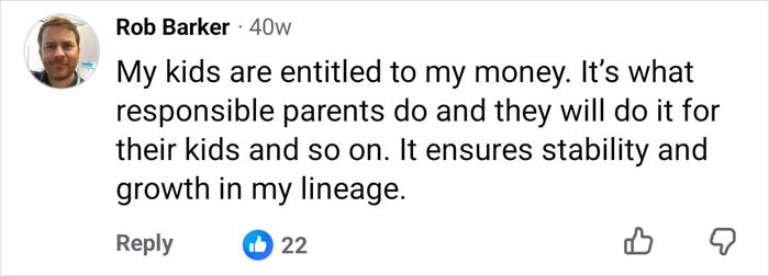 Comment on kids being entitled to parents' money Comment on kids being entitled to parents' money