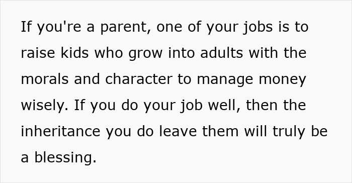 Text about parental role in teaching kids money management and inheritance Text about parental role in teaching kids money management and inheritance