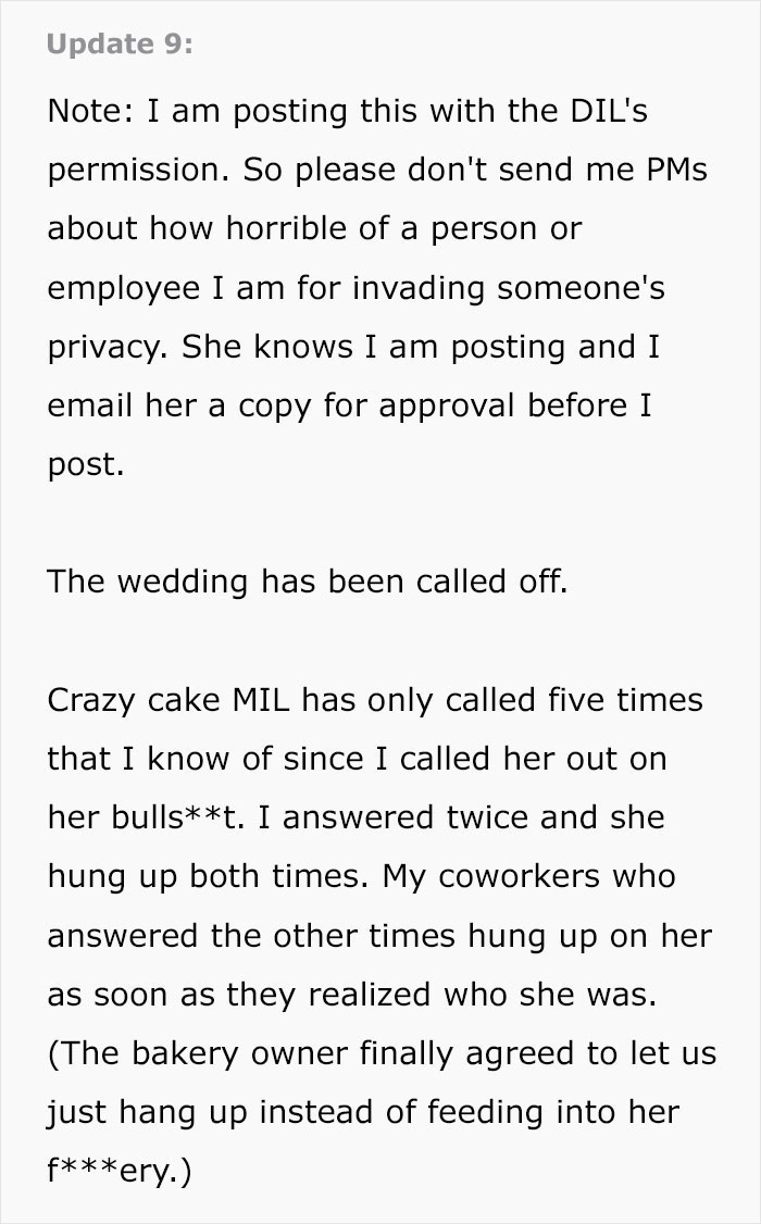 Update revealing wedding called off due to woman’s obsession with cake Update revealing wedding called off due to woman’s obsession with cake