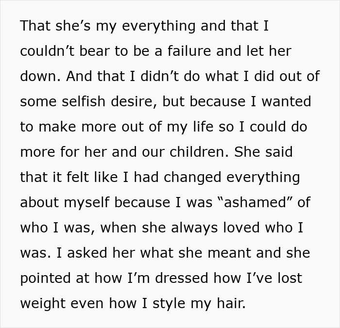 Text from a user expressing regret after leaving his wife and kids to find himself.